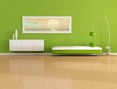 Green modern living room clipart