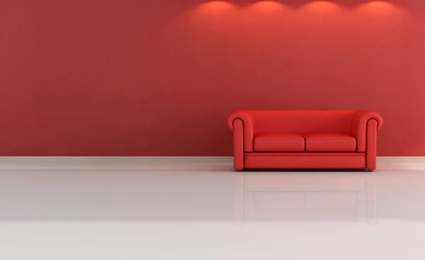Minimalist kırmızı salon — Stok fotoğraf