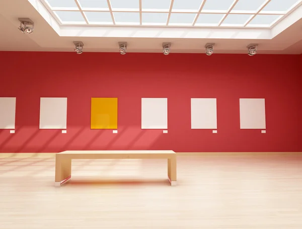 Galeria de arte vermelha moderna — Fotografia de Stock