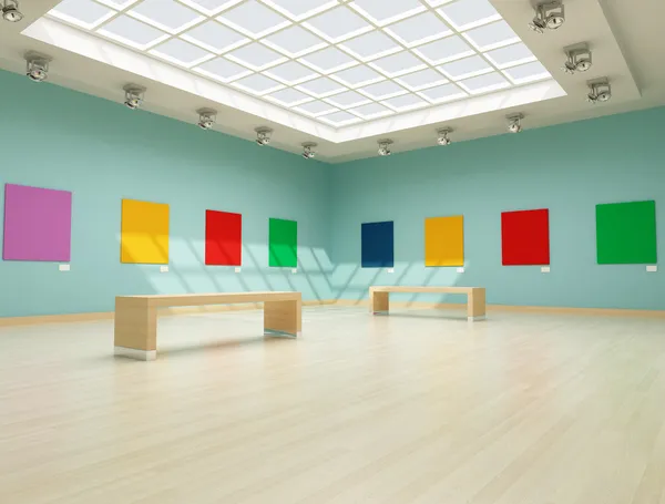 彩色的现代艺术画廊 — 图库照片