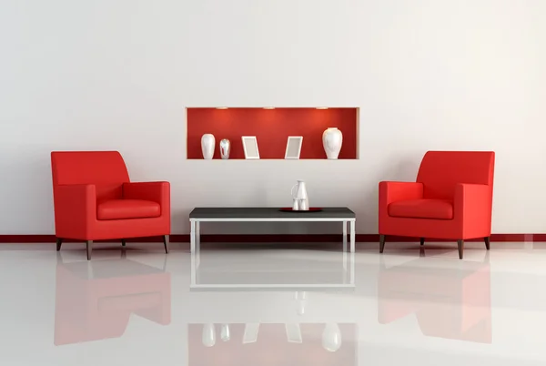 Kırmızı ve beyaz çay salonu — Stok fotoğraf