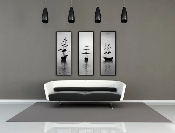 Preto e branco interior moderno — Fotografia de Stock