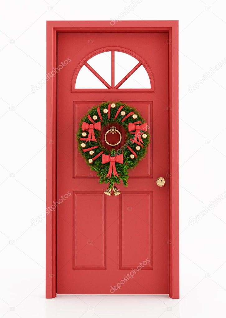 Entrance door with christmas wreath