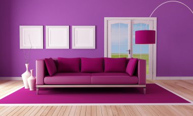 Country purple living room clipart