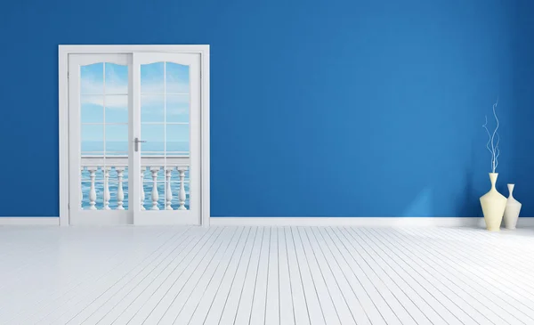 Blue empty mediterranean interior — Stock Photo, Image