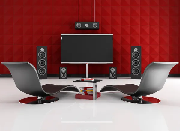 Red and black home cinema — Stock Photo, Image