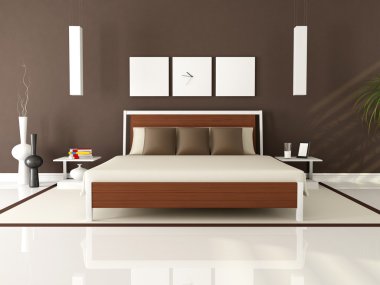 Brown modern bedroom clipart