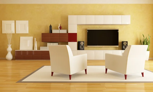 Living room with hd tv — Stock Photo, Image