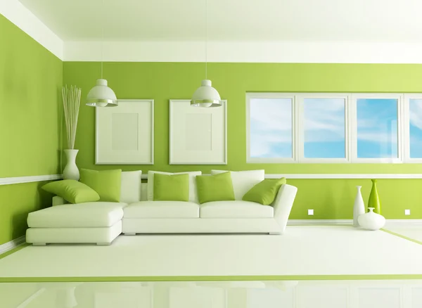 Zelený obývací pokoj — Stock fotografie
