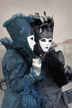 Two costumed women at Venice Carnival 2011 clipart