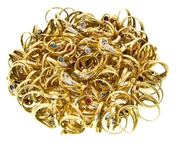 Grande quantidade de anéis dourados — Fotografia de Stock