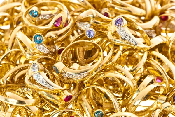 Zlaté prsteny kolekce Stock Fotografie