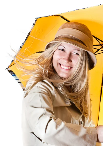 Portrét dívky s deštníkem Stock Obrázky