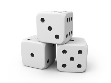 beyaz zemin üzerinde üç beyaz casino dice