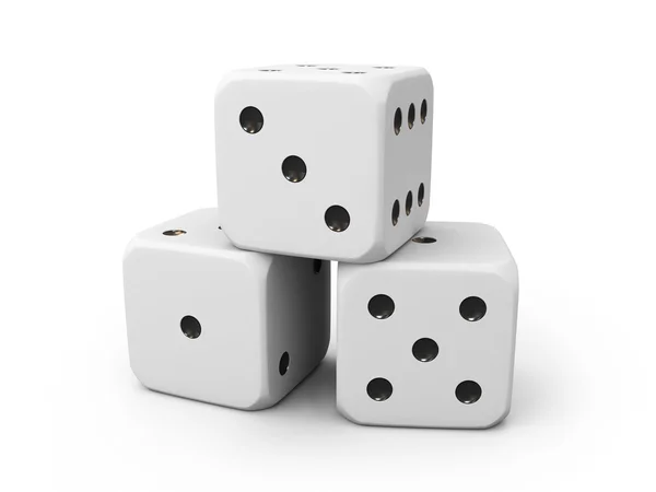 stock image Three white casino dice on white background