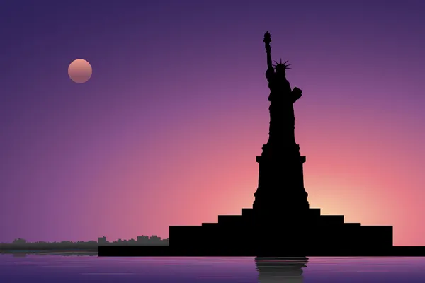Estatua de la Libertad en la noche # 1 — Vector de stock