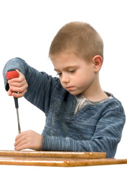 A boy with a screwdriver clipart