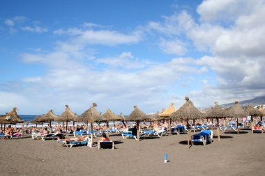 Beach in Los Christianos, Tenerife, Canary clipart