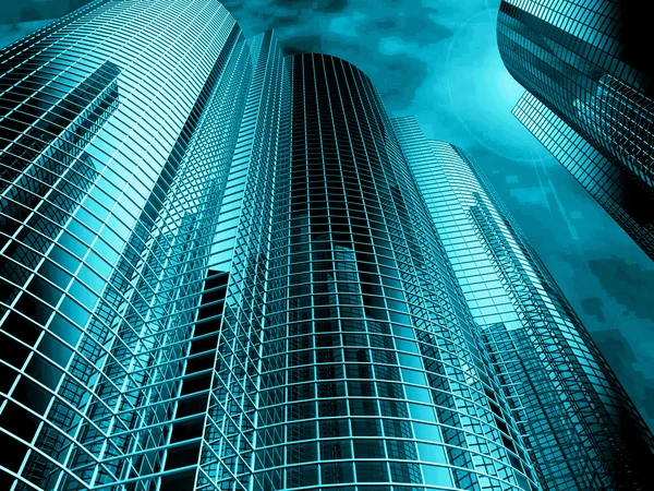 A háttér a kék ég irodaház — Stock Fotó