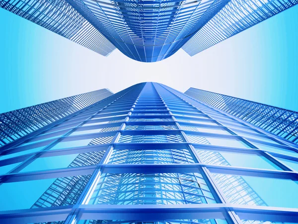 Офісна будівля на тлі блакитного неба — стокове фото