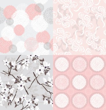 Set of seamless floral patterns clipart