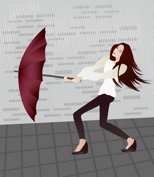 傘を持った女の子 — ストックベクタ