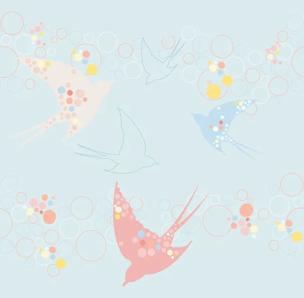 可爱的燕子无缝模式 — 图库矢量图片