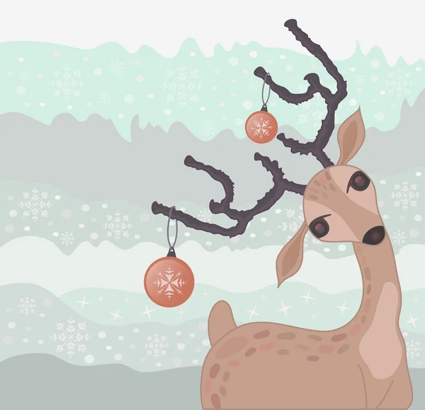Tarjeta de renos de Navidad — Vector de stock