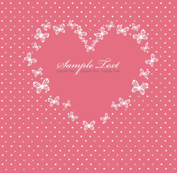 Roze Valentijnsdag kaart met hart — Stockvector