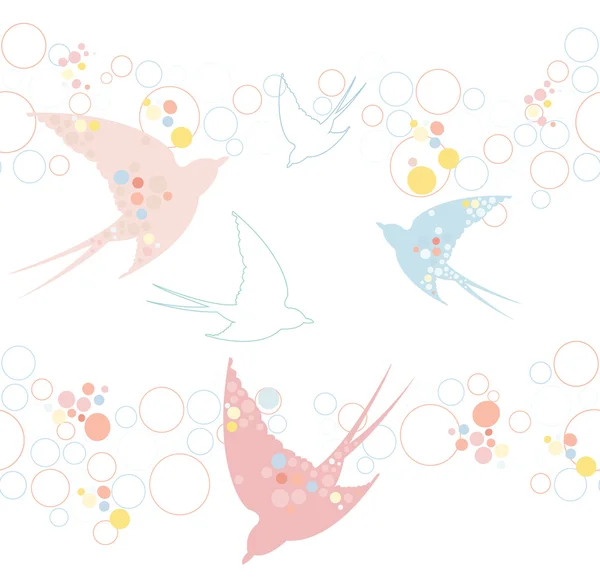 可爱的无缝燕子图案 — 图库矢量图片
