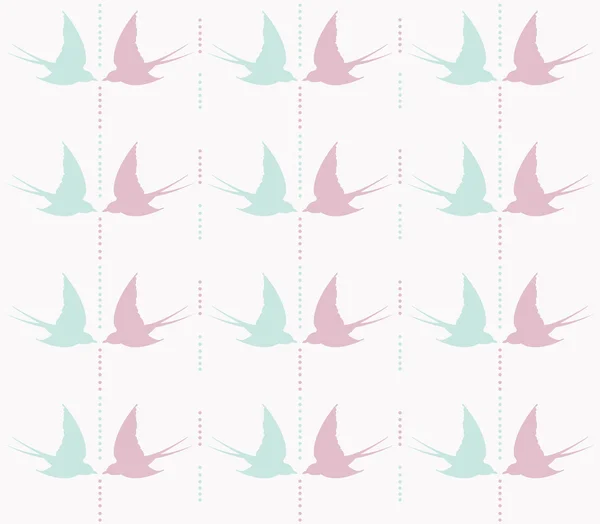 可爱的燕子无缝模式 — 图库矢量图片