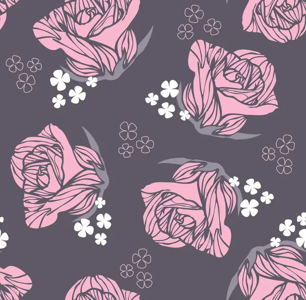 Modèle de rose vintage sans couture — Image vectorielle