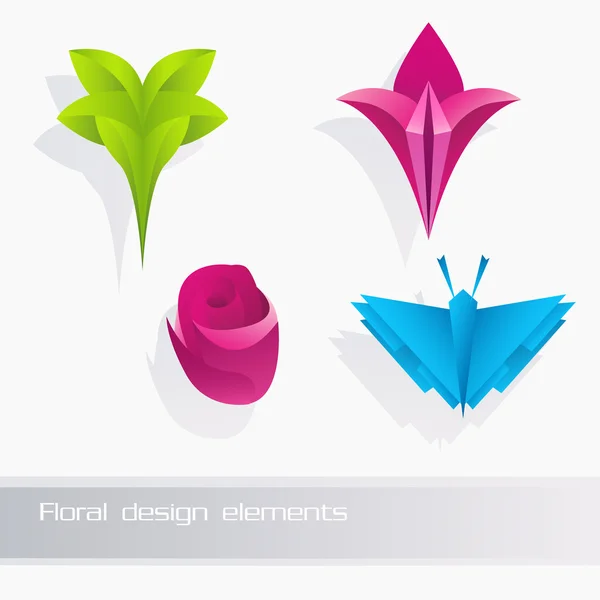 Nature floral design elements set — Stock Vector