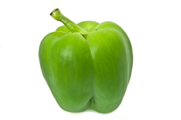 Einzelne Grüne Isolierte Paprika Über Weiß Angeordnet — Stockfoto
