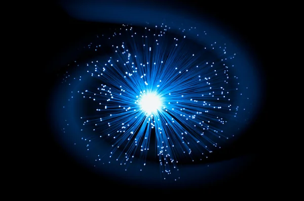 Mavi Işıklı Fiber Optik Işık Ipliklerini Mavi Soyut Bir Karşı — Stok fotoğraf