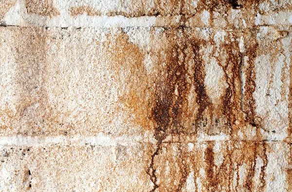 Water Stained White Cinder Block Wall — Stock Photo, Image