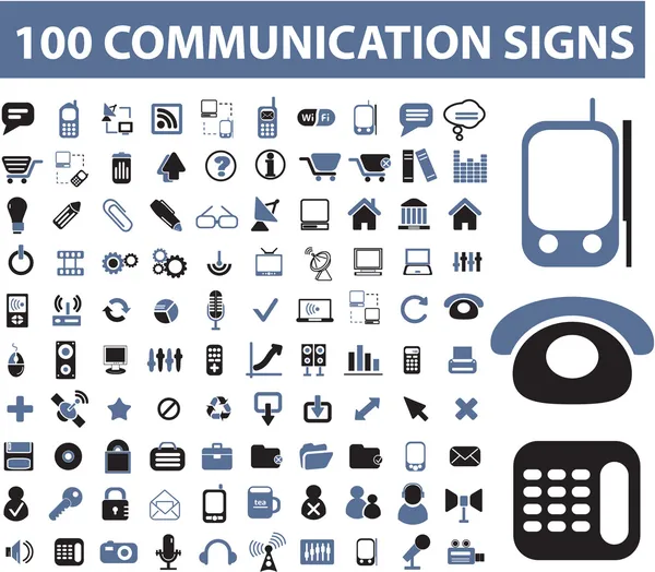 100 communication signs — Stock Vector