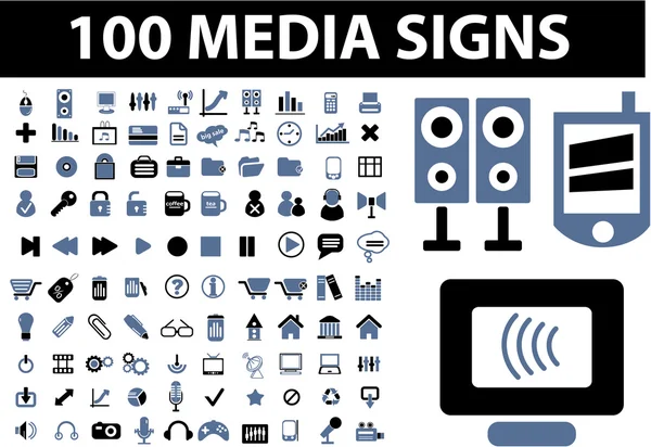 100 Μέσα Ενημέρωσης Web Σημάδια Διάνυσμα — Διανυσματικό Αρχείο