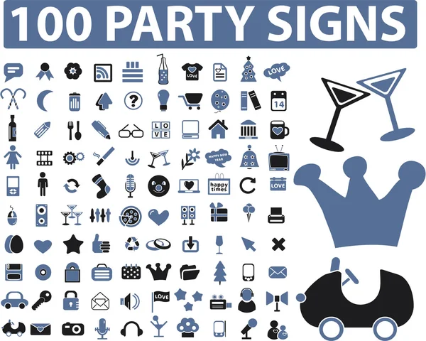 100 party signs — Stock Vector