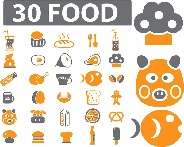 30 food signs — Stock Vector