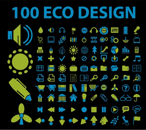 100 eco design signs — Stock Vector