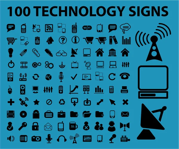 100 technológia jelek — Stock Vector