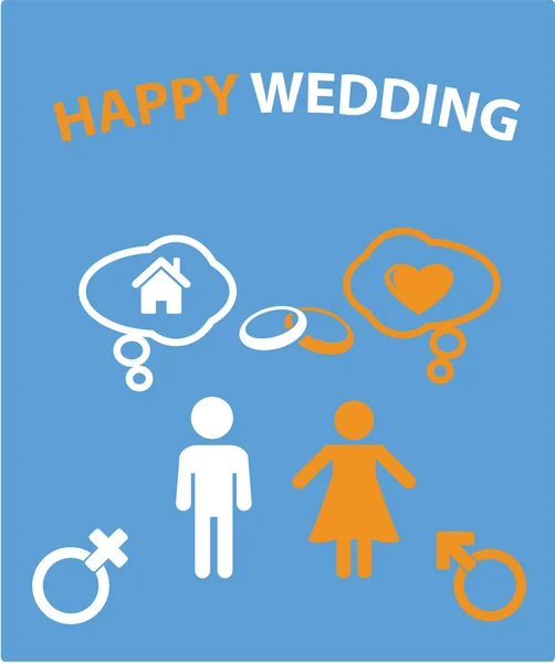 Mutlu düğün kartı — Stok Vektör