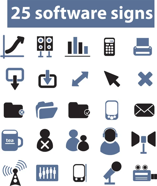 25 のソフトウェア標識、ベクトル — ストックベクタ
