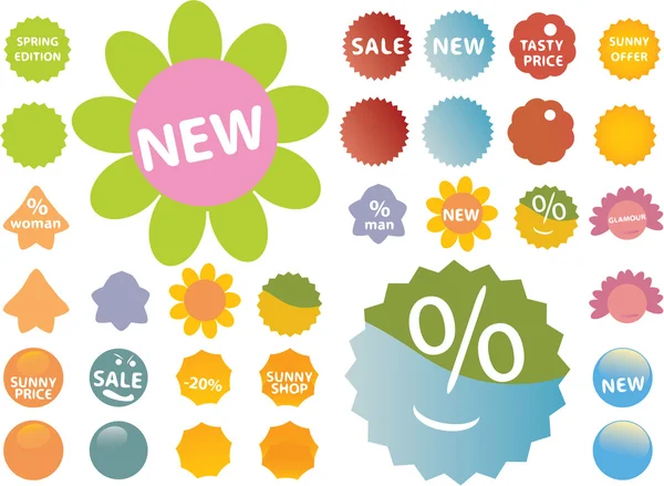 20 cute pink-green stickers — Stock Vector