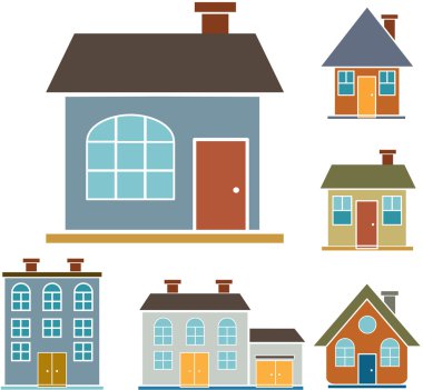 4 family houses clipart