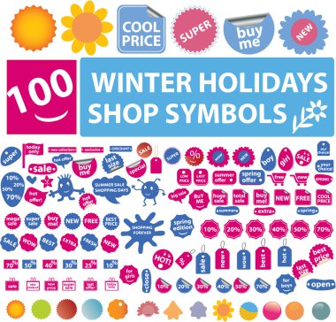 100 winter holidays shop symbols clipart