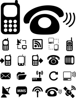 Connection black signs, vector clipart