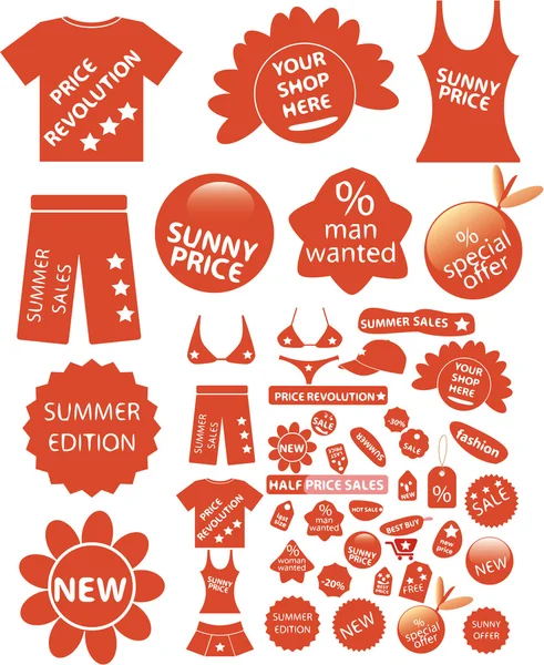 Red shop stickers — Stock Vector