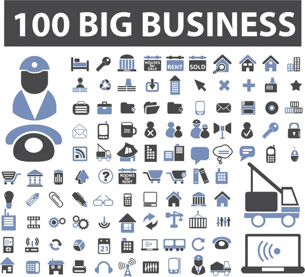 100 знаков крупного бизнеса — стоковый вектор
